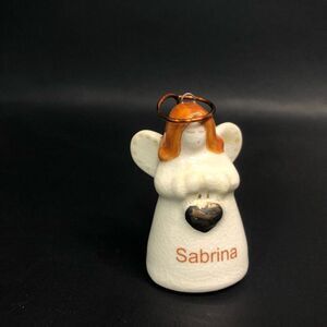 russ berrie holiday girl angel miniature ornament personalized sabrina  2 inches
